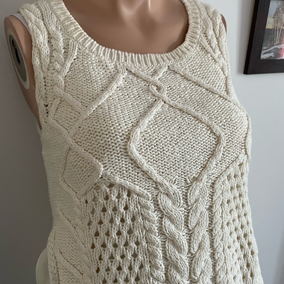 🧶😉 Fits S M Lovely cotton cable knit lined vest Moth sleeveless tank - Picture 5 of 6